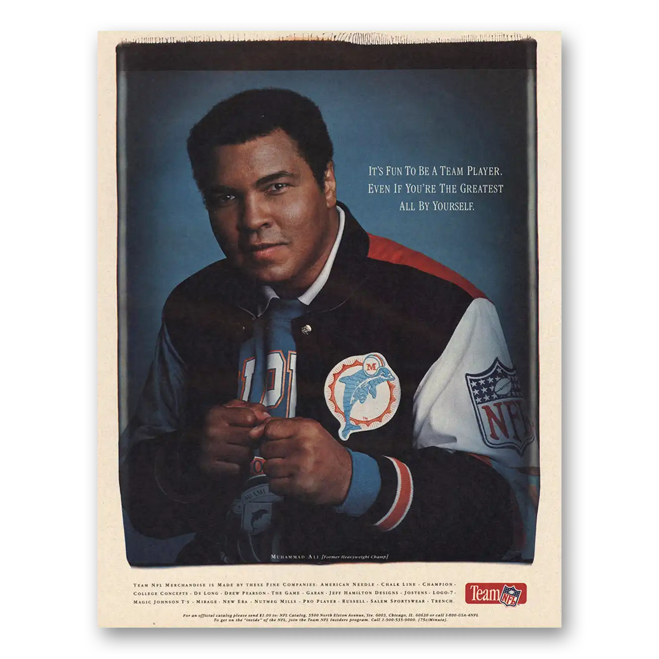 1991 Team NFL Muhammad Ali Vintage Magazine Print Ad