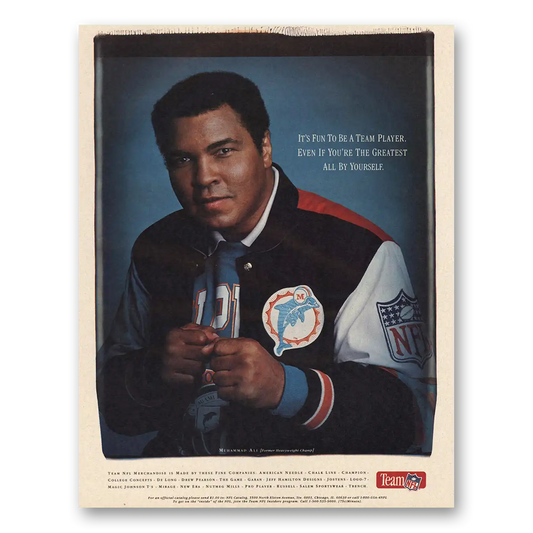 1991 Team NFL Muhammad Ali Vintage Magazine Print Ad