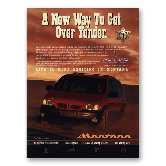 1999 Pontiac Get Over Yonder Vintage Magazine Print Ad