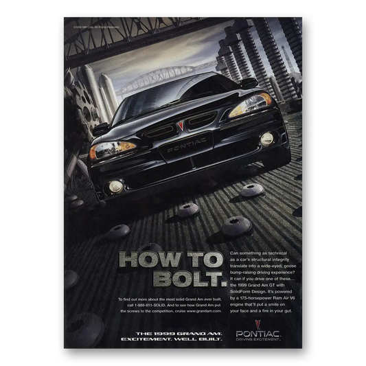 1999 Pontiac Grand Am How To Bolt Vintage Magazine Print Ad