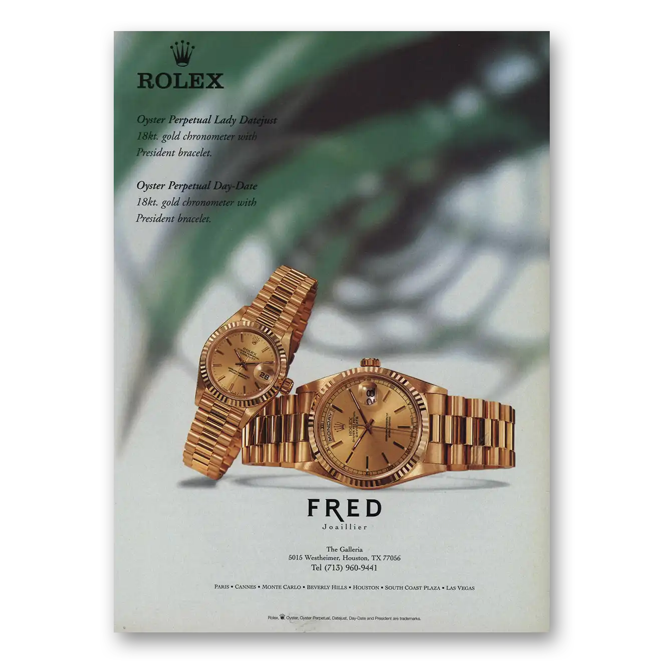 1999 Rolex Oyster Perpetual Vintage Magazine Print Ad