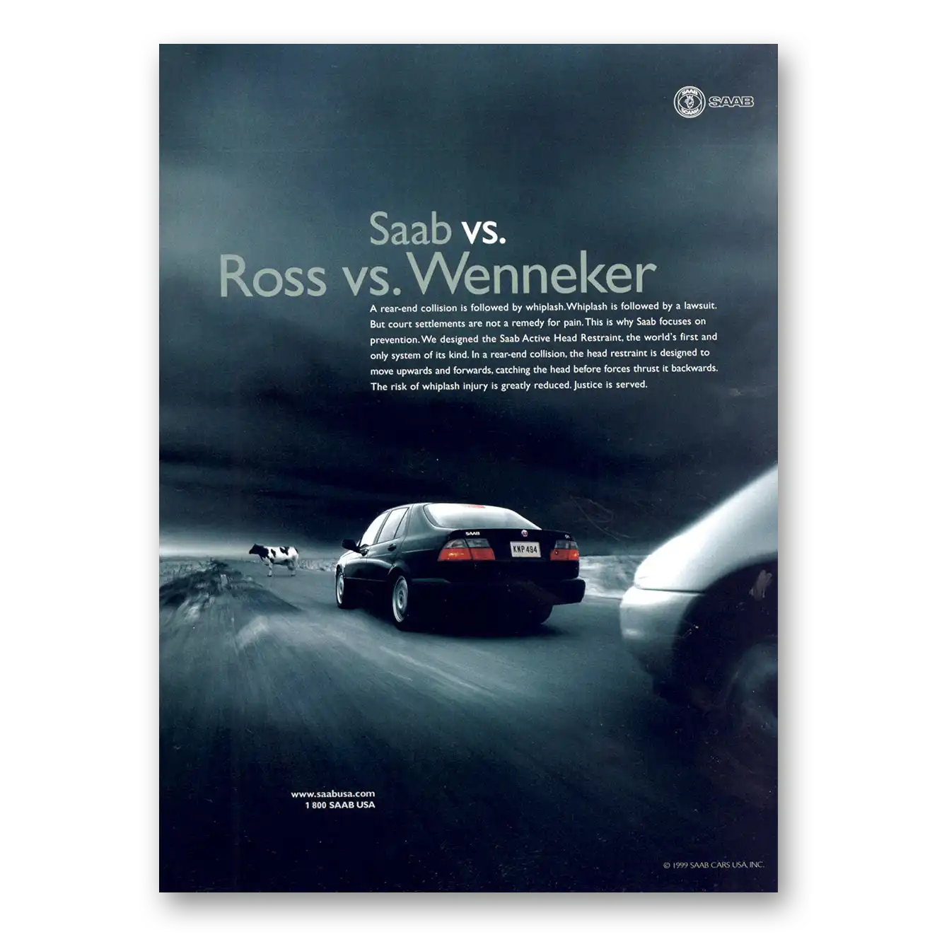 1999 Saab Ross vs Wenneker Vintage Magazine Print Ad