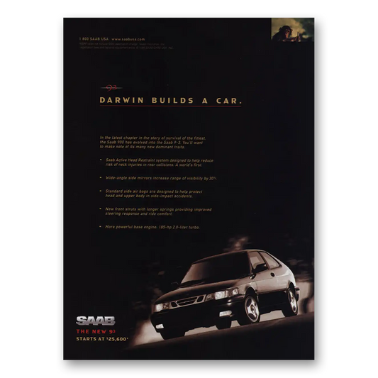 1998 Saab Darwin Builds a Car Vintage Magazine Print Ad