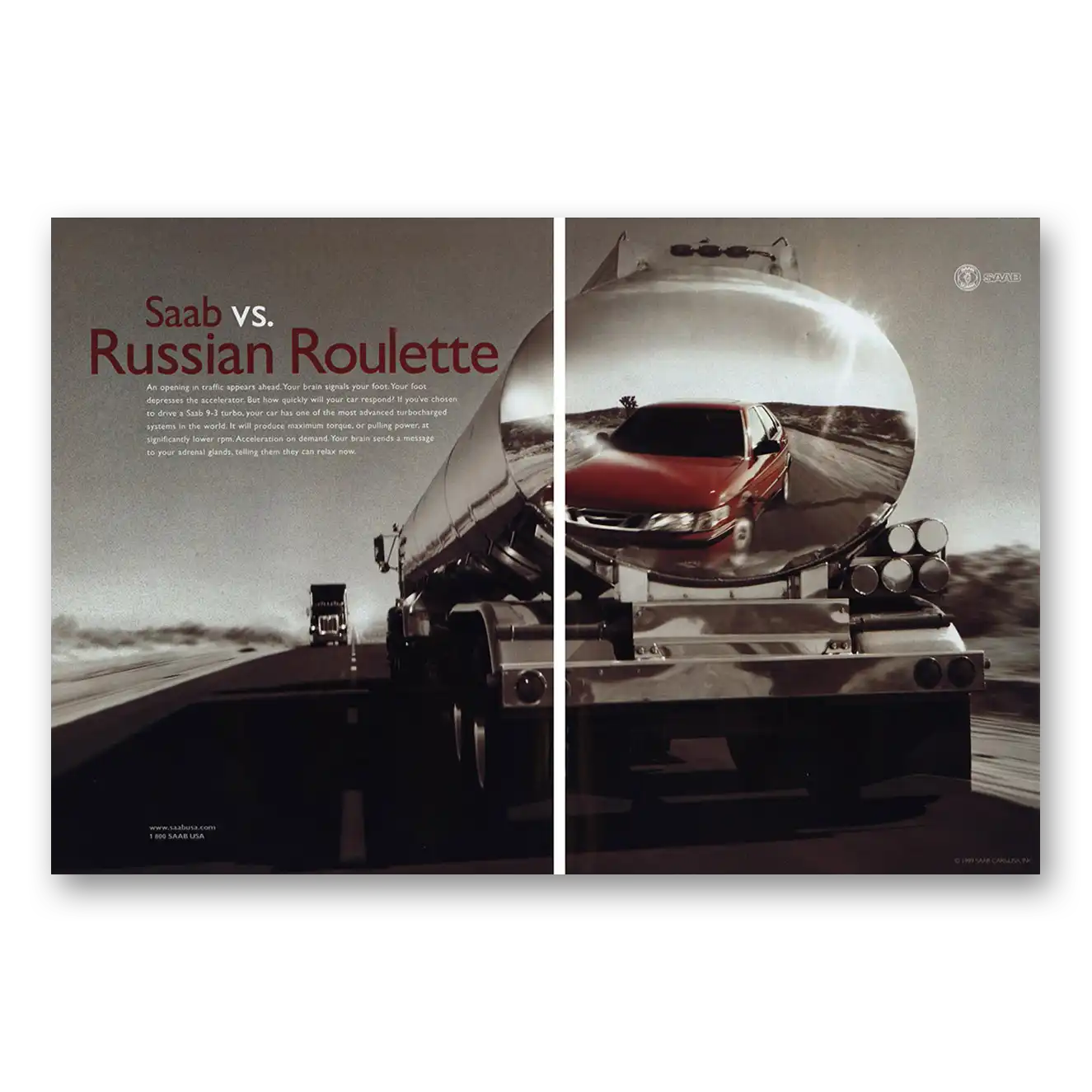 1999 Saab Russian Roulette Vintage Magazine Print Ad