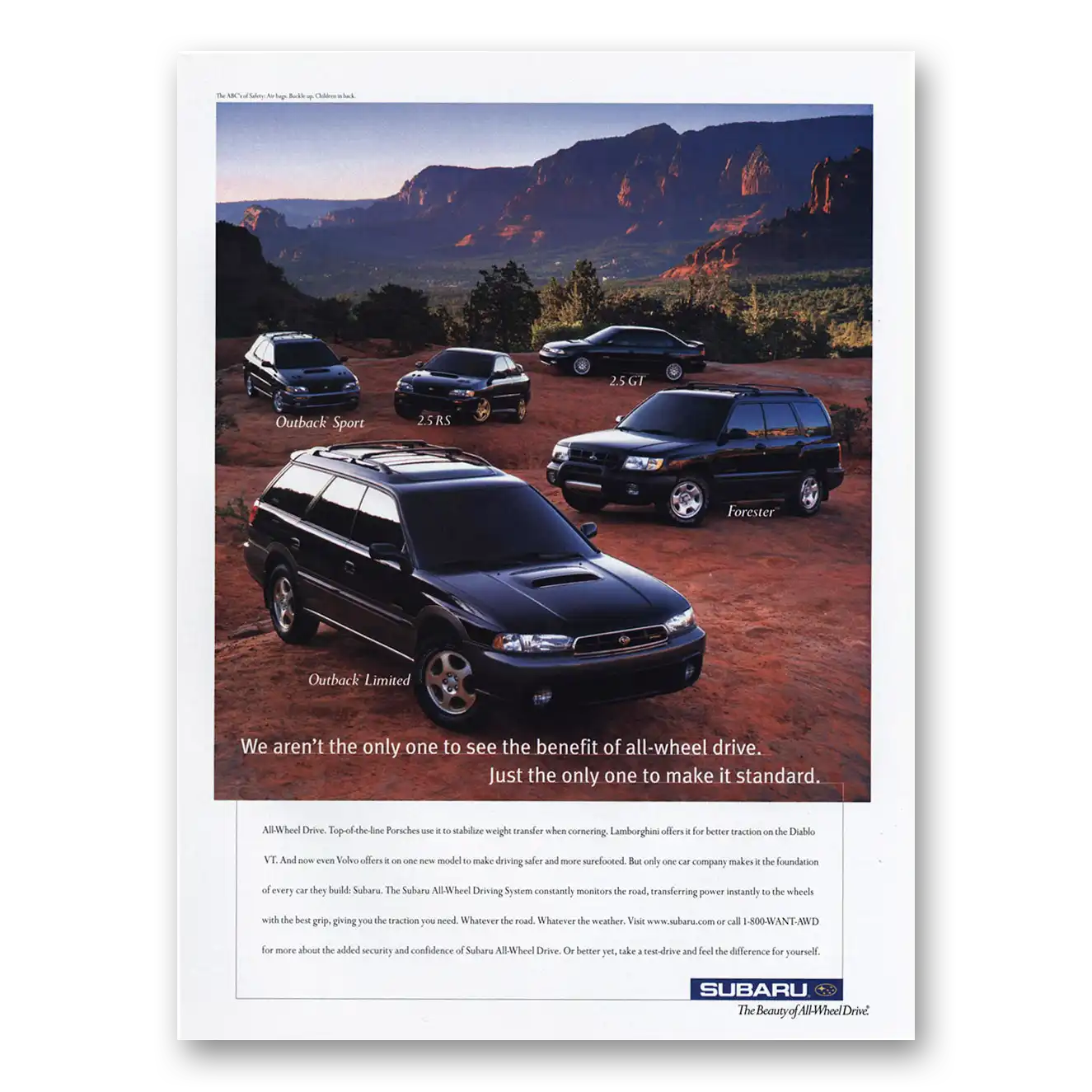 1998 Subaru Benefit of All Wheel Drive Vintage Magazine Print Ad