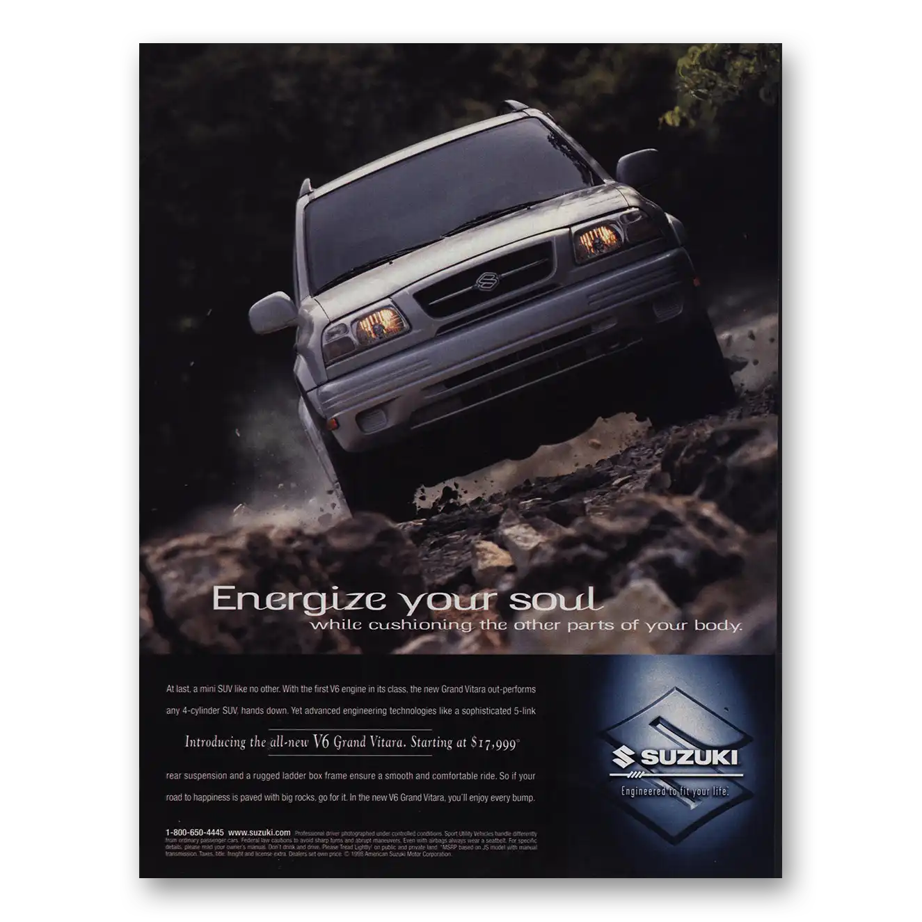 1999 Suzuki Energize Your Soul Vintage Magazine Print Ad