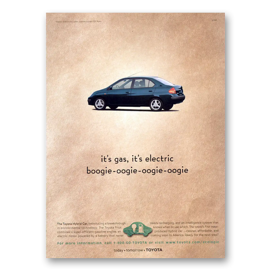 1999 Toyota Hybrid Gas Electric Boogie Oogie Vintage Magazine Print Ad