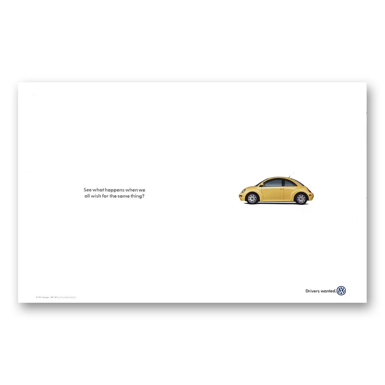 1998 Volkswagen Beetle When We All Wish for the Same Thing Vintage Magazine Print Ad