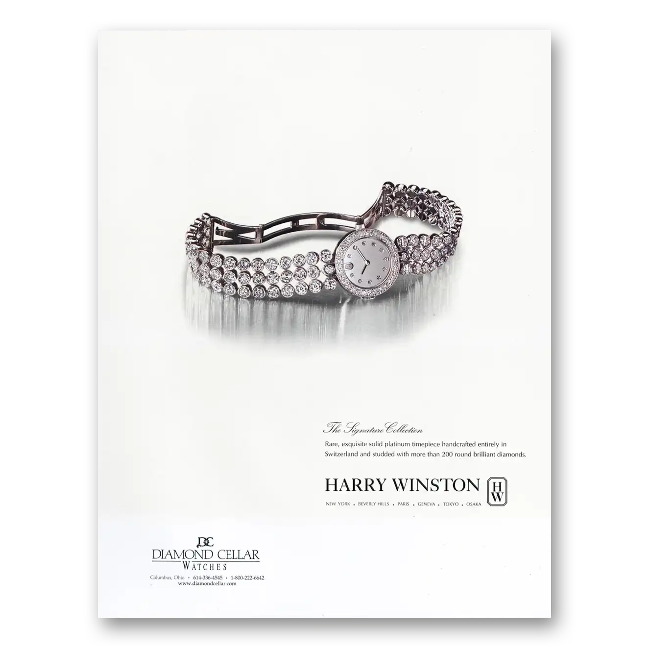 1999 Harry Winston Jewelry Signature Collection Vintage Magazine Print Ad