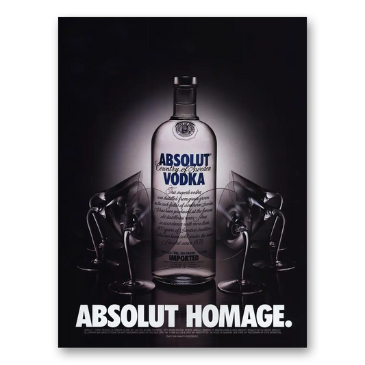 2000 Absolut Vodka Absolut Homage Vintage Magazine Print Ad