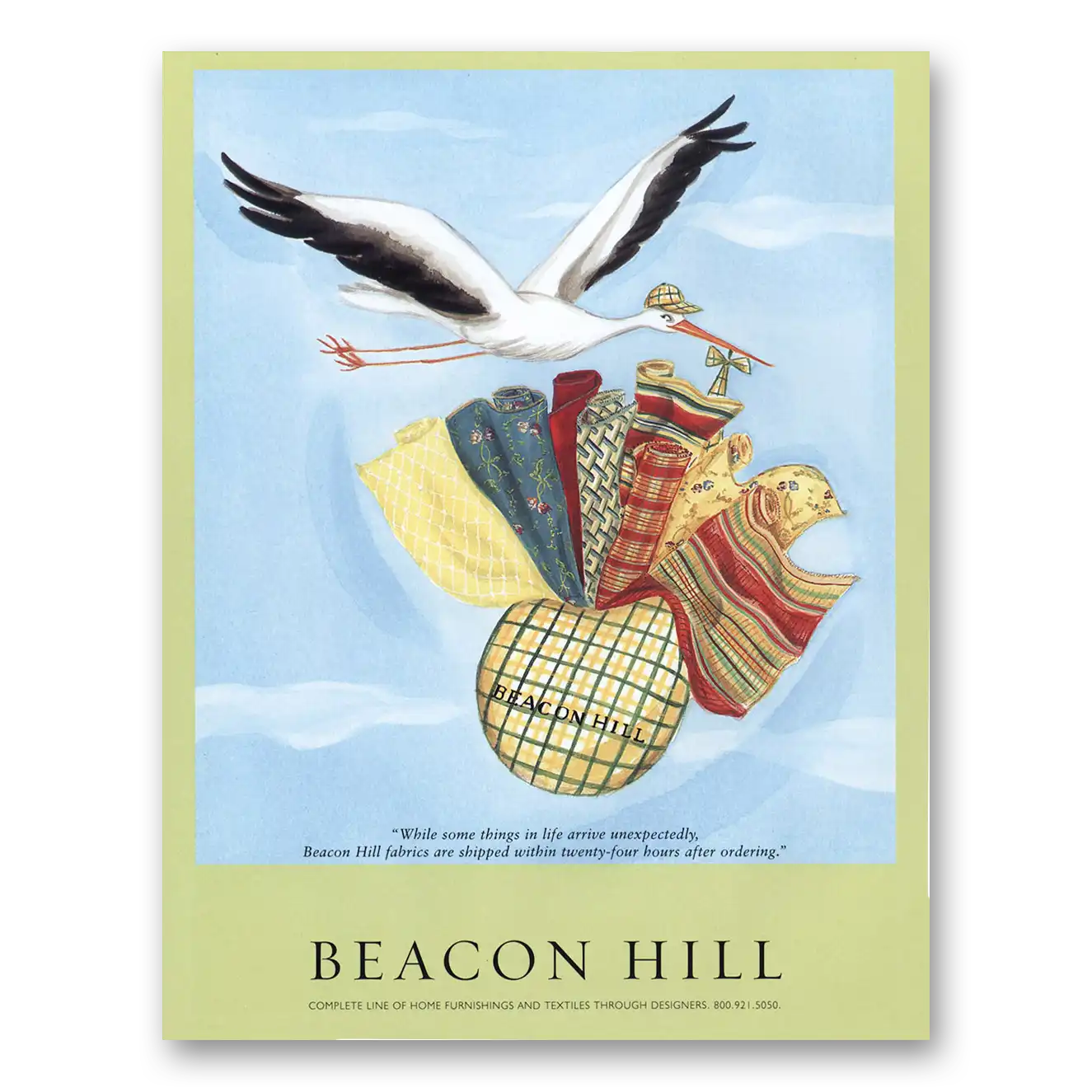 2000 Beacon Hill Stork Things In Life Arrive Unexpectedly Vintage Magazine Print Ad