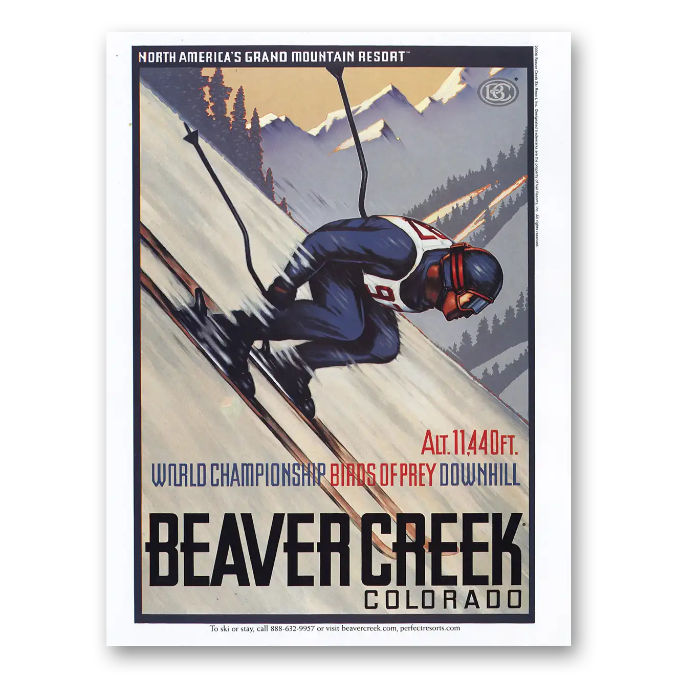 2000 Beaver Creek Resort World Championship Birds of Prey Downhill Vintage Magazine Print Ad