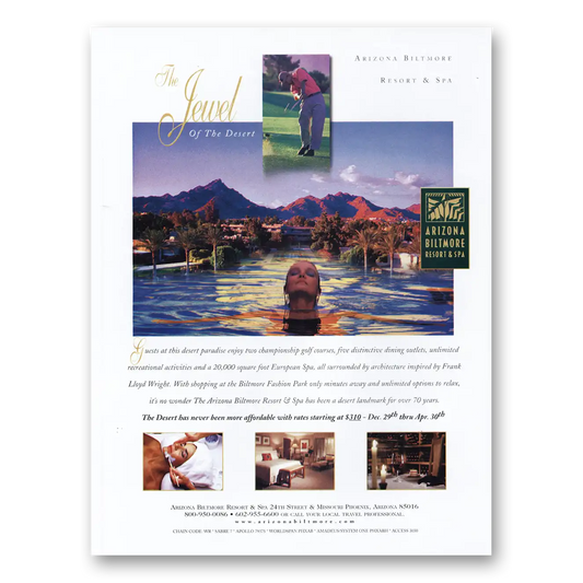 2000 Arizona Biltmore Hotel Jewel of the Desert Vintage Magazine Print Ad