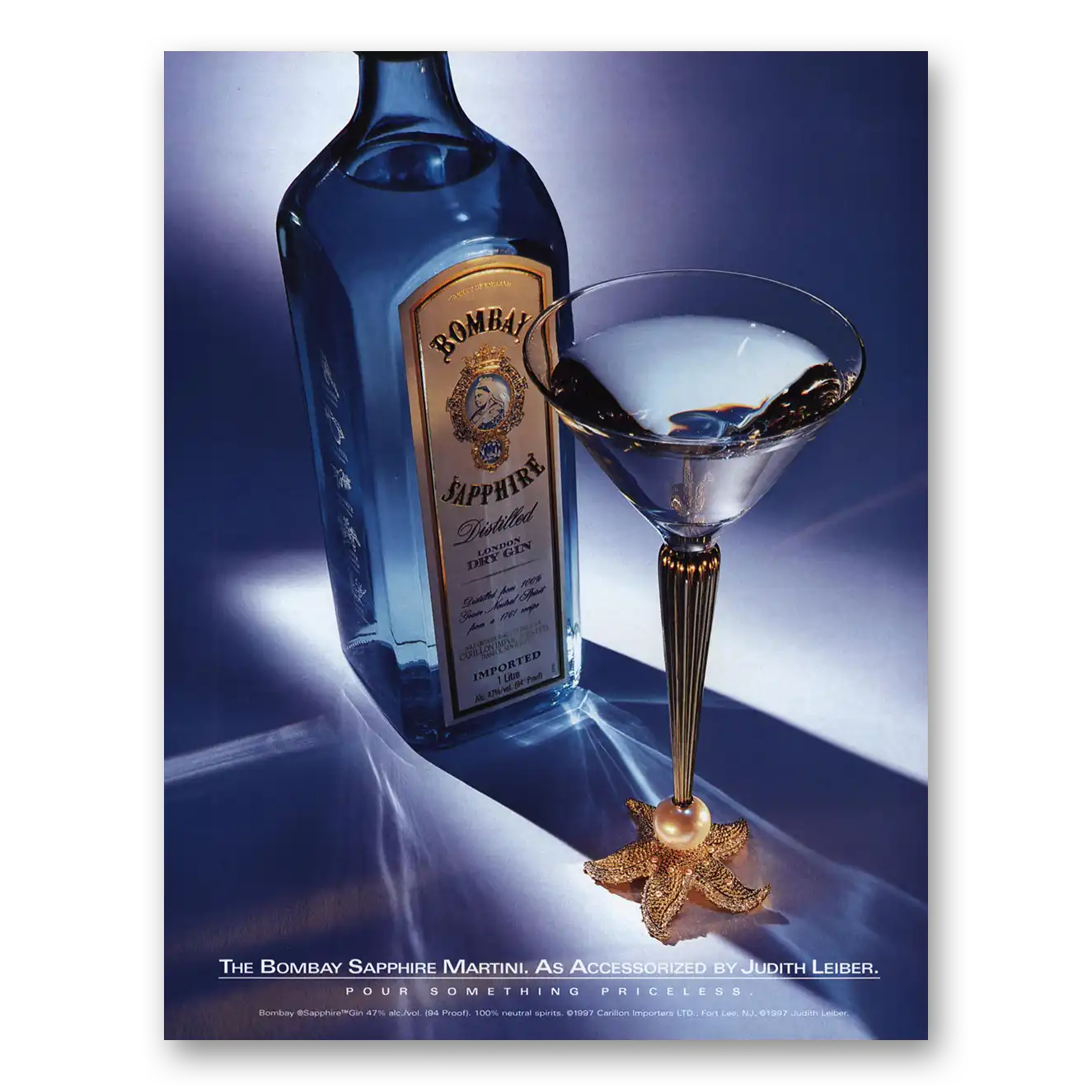 2000 Bombay Sapphire Gin Accessorized by Judith Leiber Vintage Magazine Print Ad