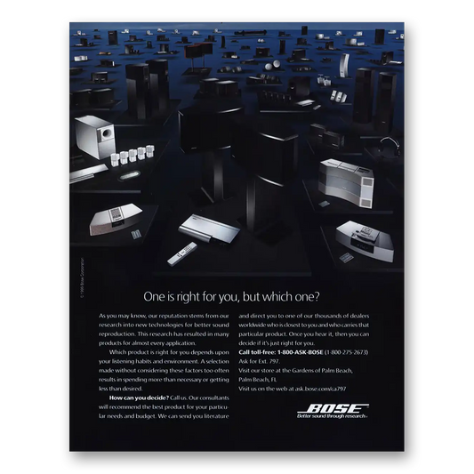 2000 Bose One Is Right For You But Which One Vintage Magazine Print Ad