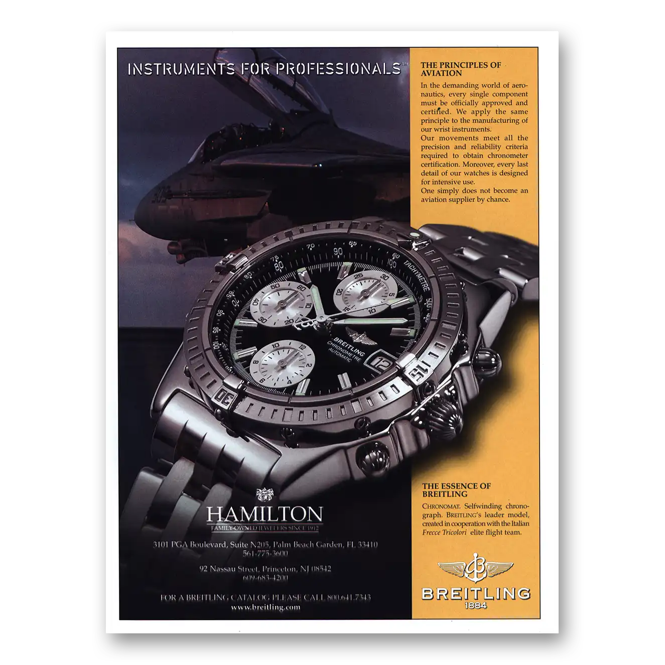 2000 Breitling Watch Principles of Aviation Vintage Magazine Print Ad