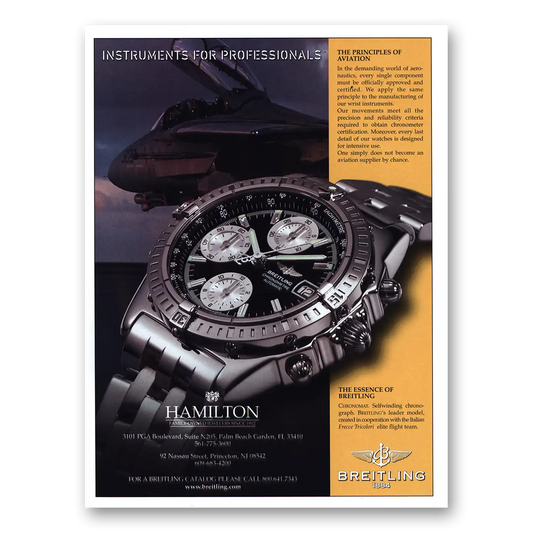 2000 Breitling Watch Principles of Aviation Vintage Magazine Print Ad