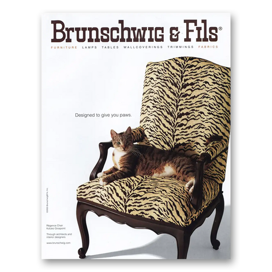 2000 Brunschwig & Fils Designed To Give You Paws Vintage Magazine Print Ad