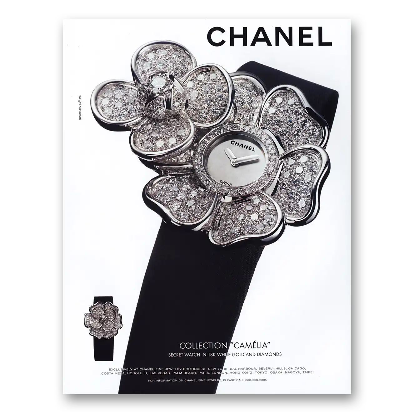 2000 Chanel Watches Collection Camelia Vintage Magazine Print Ad