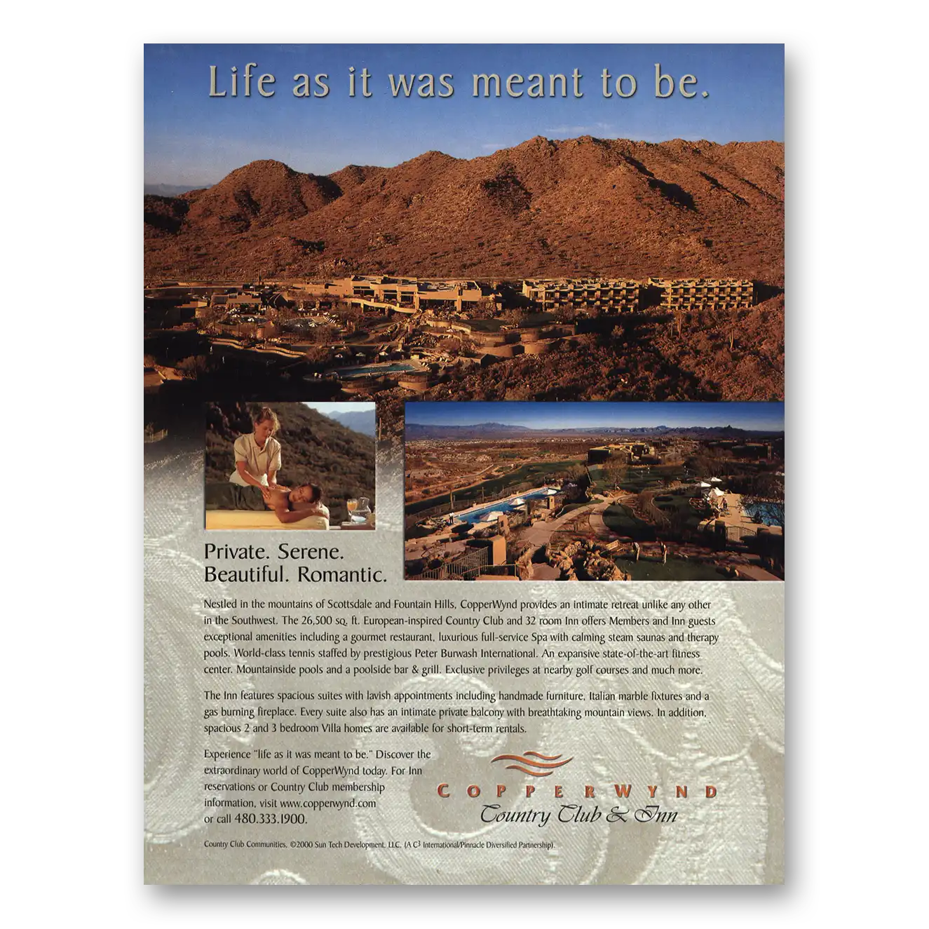 2000 Copperwynd Country Club Scottsdale Arizona Vintage Magazine Print Ad