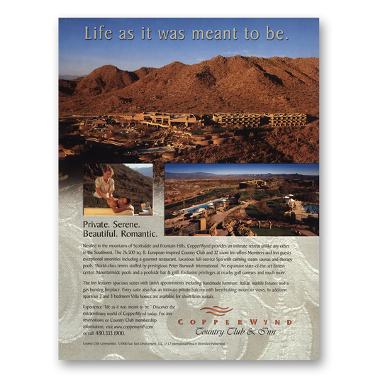 2000 Copperwynd Country Club Scottsdale Arizona Vintage Magazine Print Ad