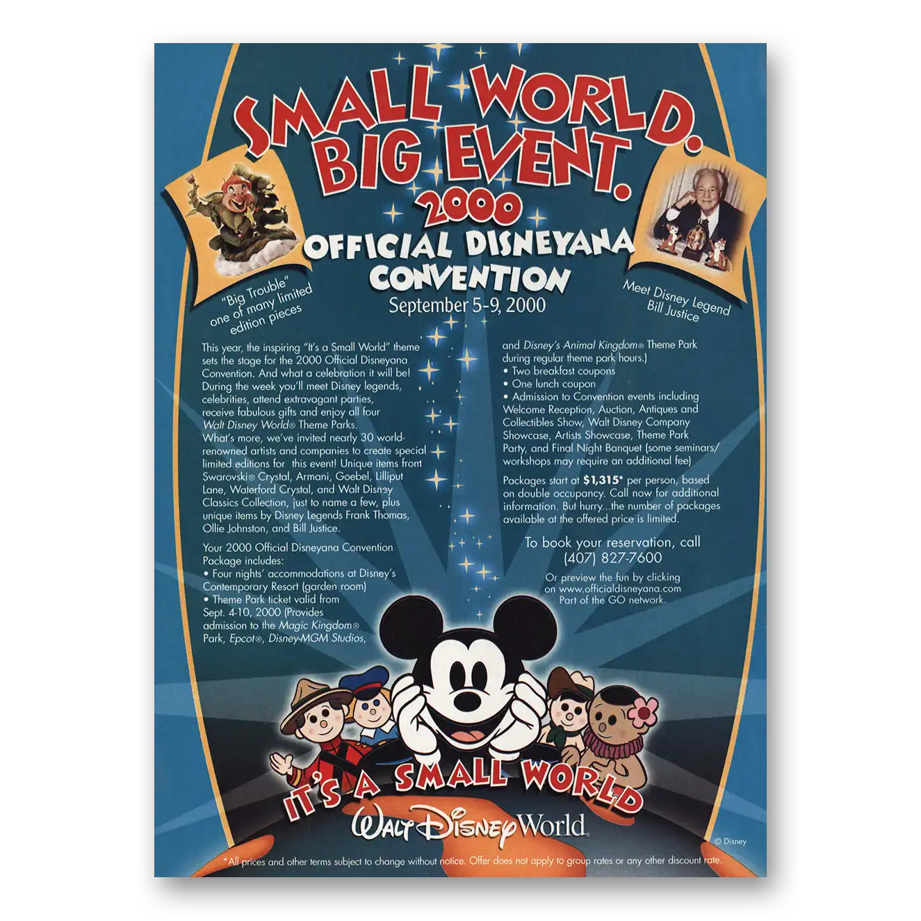 2000 Disneyana Convention Small World Big Event Vintage Magazine Print Ad