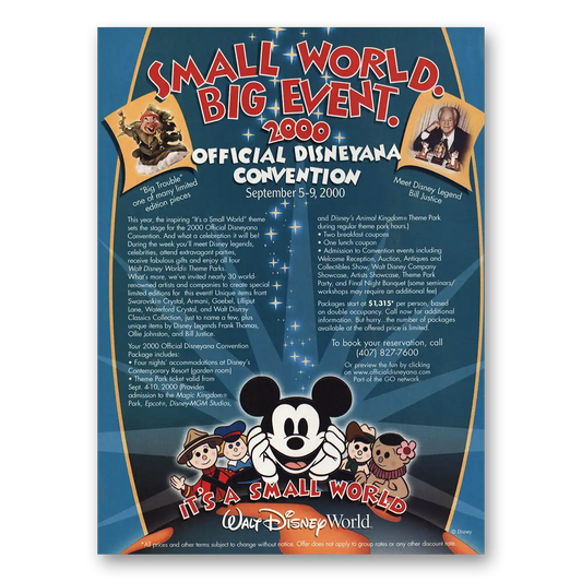 2000 Disneyana Convention Small World Big Event Vintage Magazine Print Ad