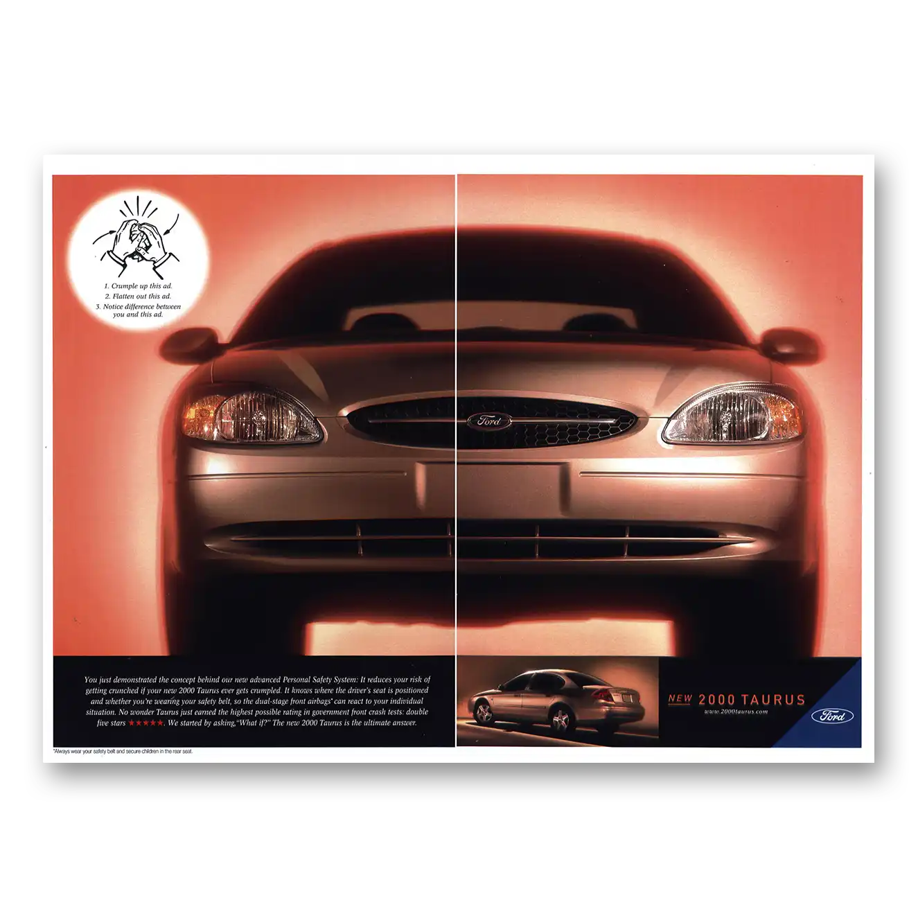 2000 Ford Taurus Always Dangers In Life Vintage Magazine Print Ad