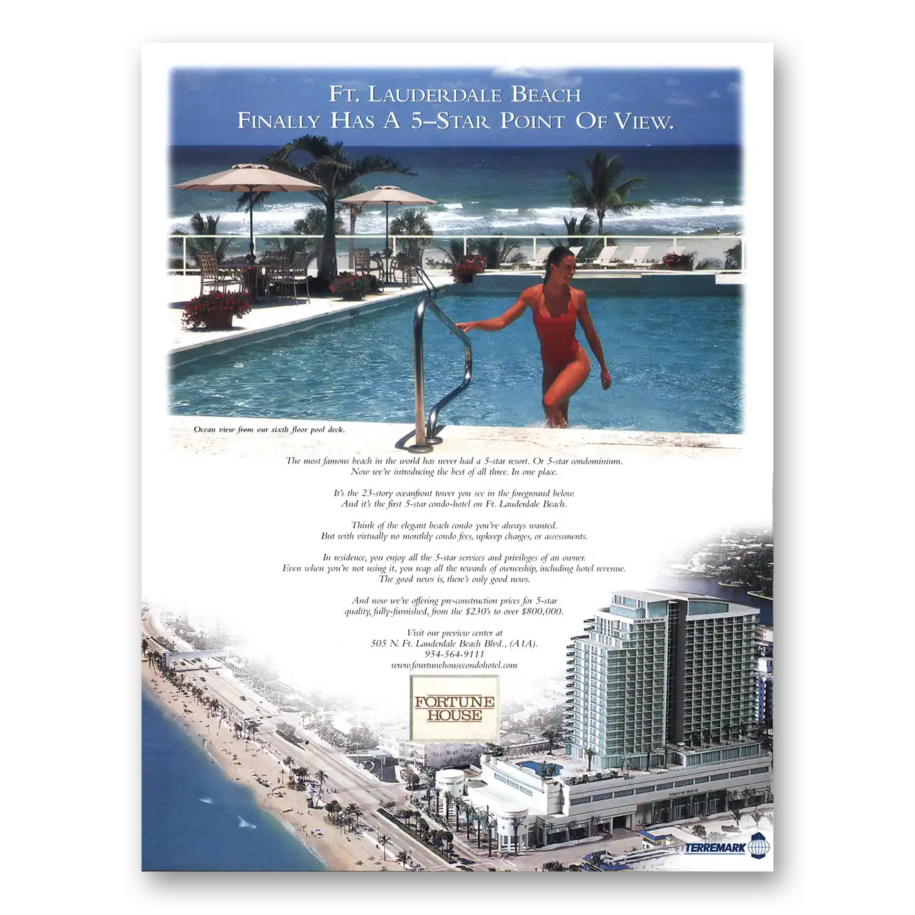 2000 Fortune House Ft Lauderdale Beach Vintage Magazine Print Ad