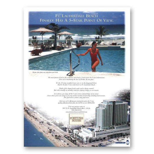 2000 Fortune House Ft Lauderdale Beach Vintage Magazine Print Ad