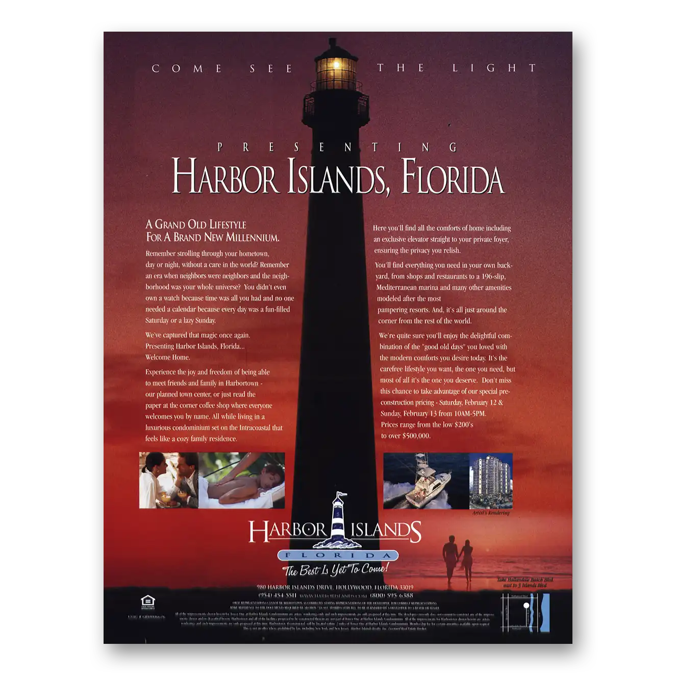 2000 Harbor Islands Florida Come See the Light Vintage Magazine Print Ad