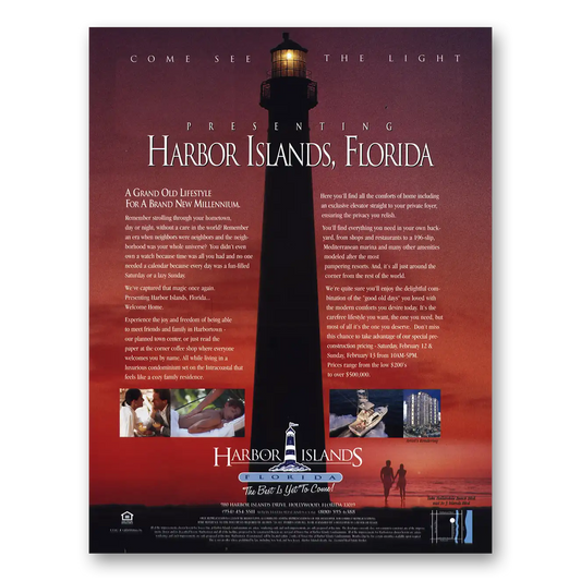 2000 Harbor Islands Florida Come See the Light Vintage Magazine Print Ad