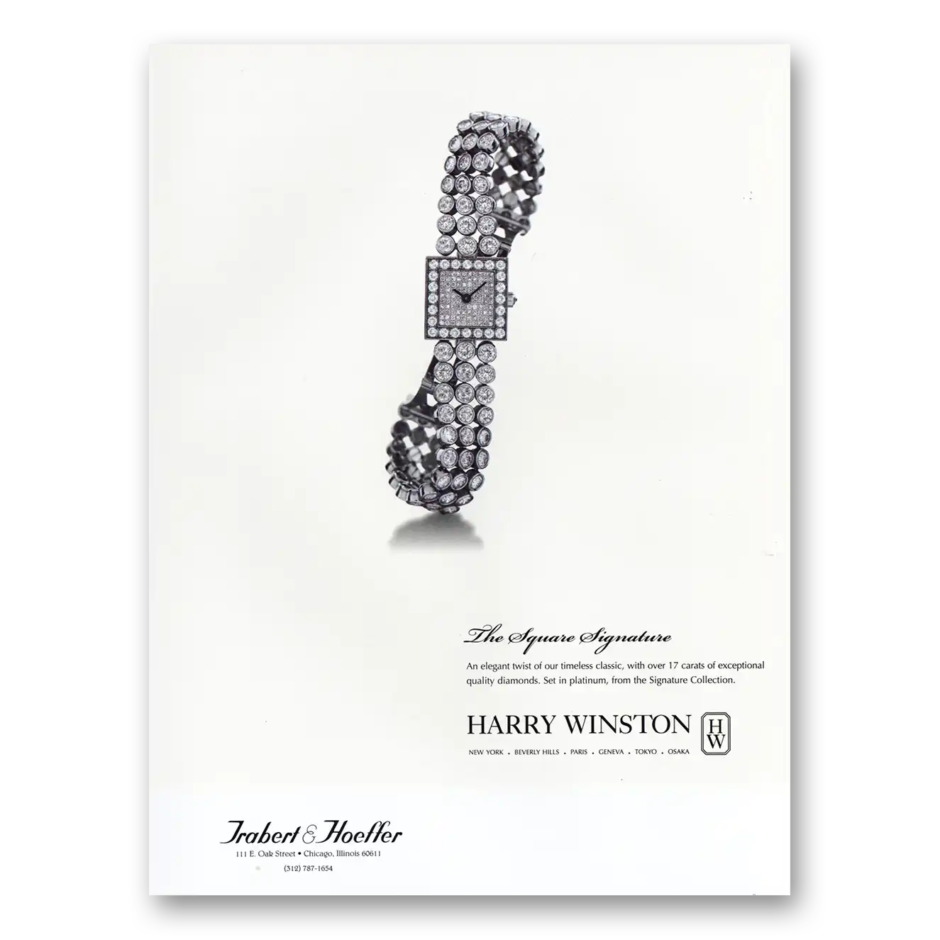 2000 Harry Winston Jewelry Square Signature Vintage Magazine Print Ad