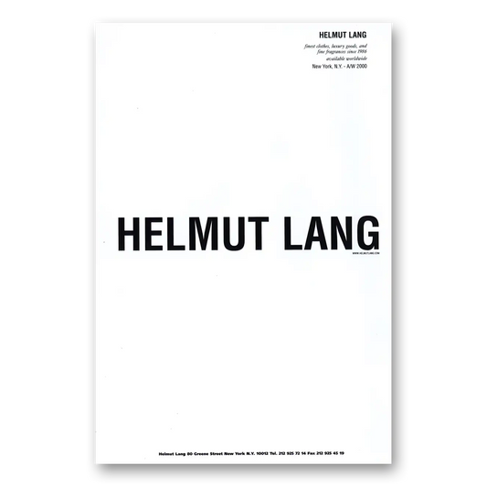 2000 Helmut Lang Finest Clothes Vintage Magazine Print Ad