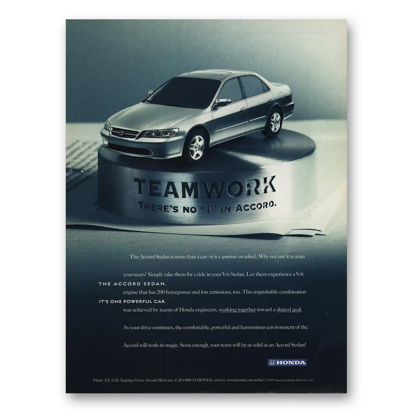 2000 Honda Accord Teamwork Vintage Magazine Print Ad