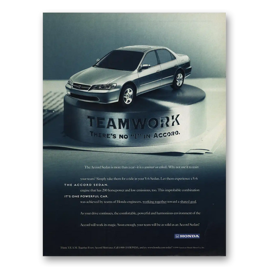 2000 Honda Accord Teamwork Vintage Magazine Print Ad