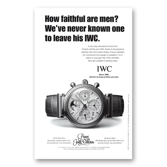 2000 IWC Watches How Faithful Are Men Vintage Magazine Print Ad