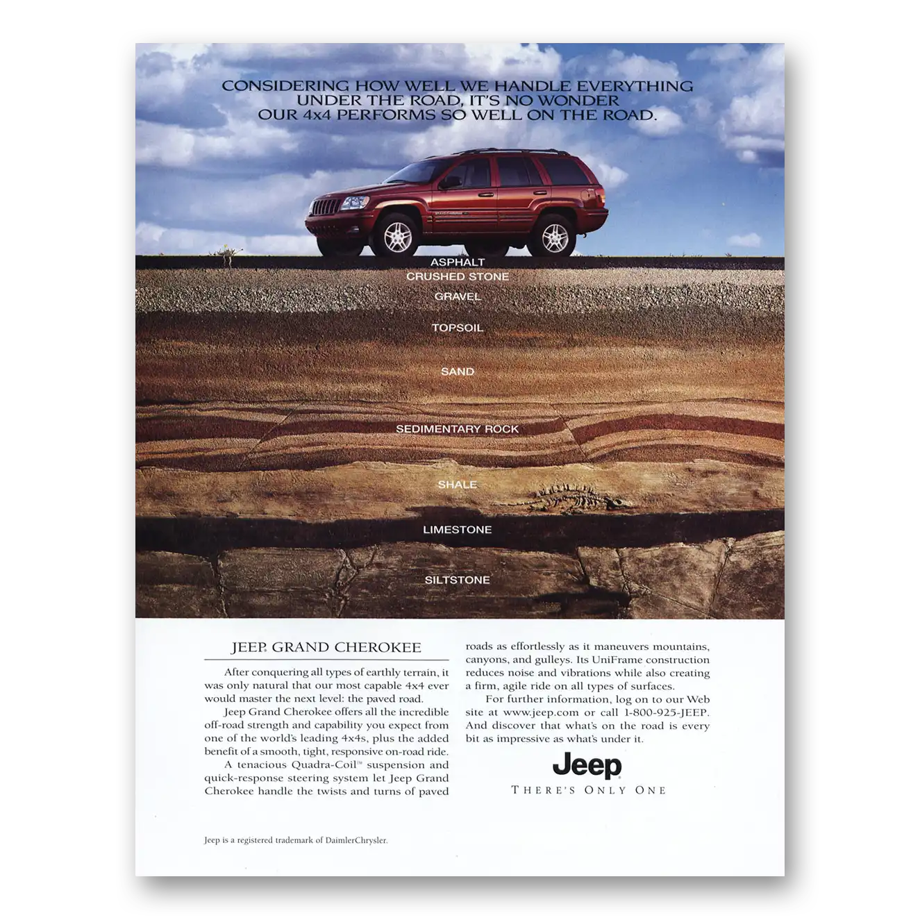 2000 Jeep Grand Cherokee Performs So Well On the Road Vintage Magazine Print Ad