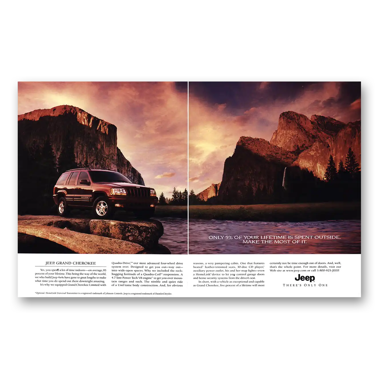 2000 Jeep Grand Cherokee Lifetime Spent Outside Vintage Magazine Print Ad