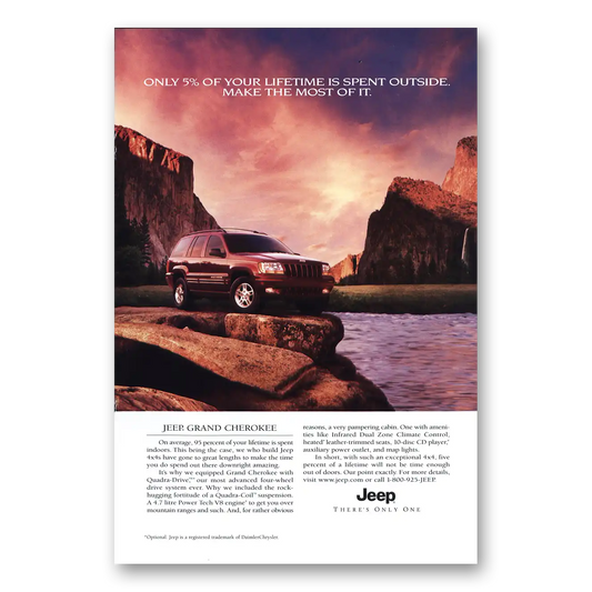 2000 Jeep Grand Cherokee Lifetime Spent Outside Vintage Magazine Print Ad