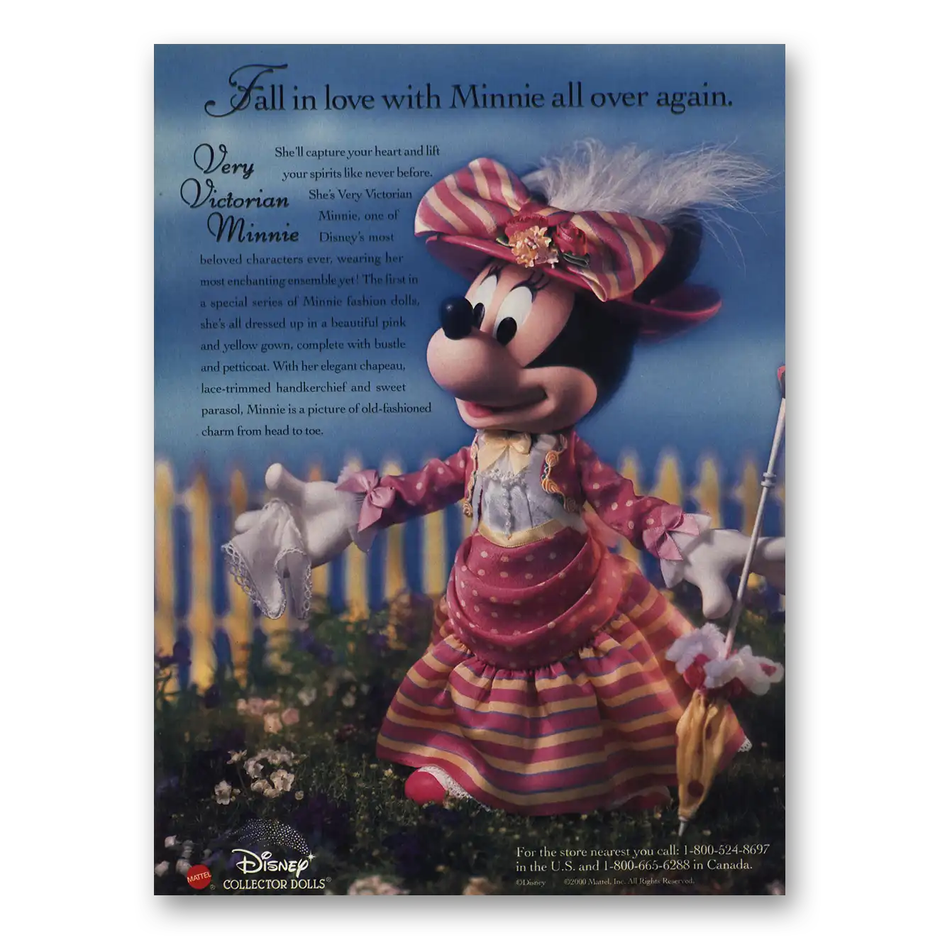 2000 Mattel Victorian Minnie Disney Vintage Magazine Print Ad