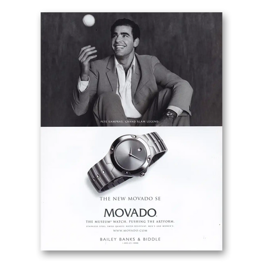 2000 Movado Watch Pete Sampras Grand Slam Legend Vintage Magazine Print Ad