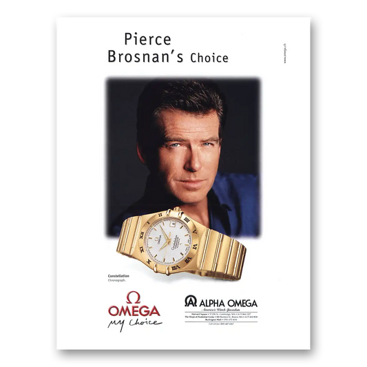 2000 Omega Watch Pierce Brosnan Vintage Magazine Print Ad