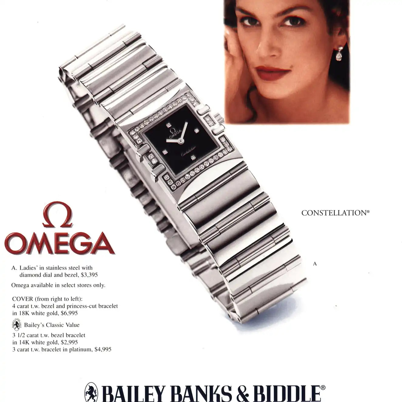 2000 Omega Watch Cindy Crawford Constellation Vintage Magazine Print Ad