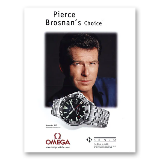 2000 Omega Watch Pierce Brosnan Seamaster GMT Vintage Magazine Print Ad