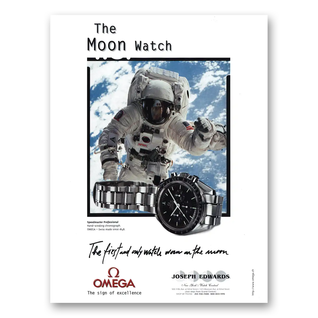 2000 Omega Watch Moon Watch Worn On the Moon Vintage Magazine Print Ad