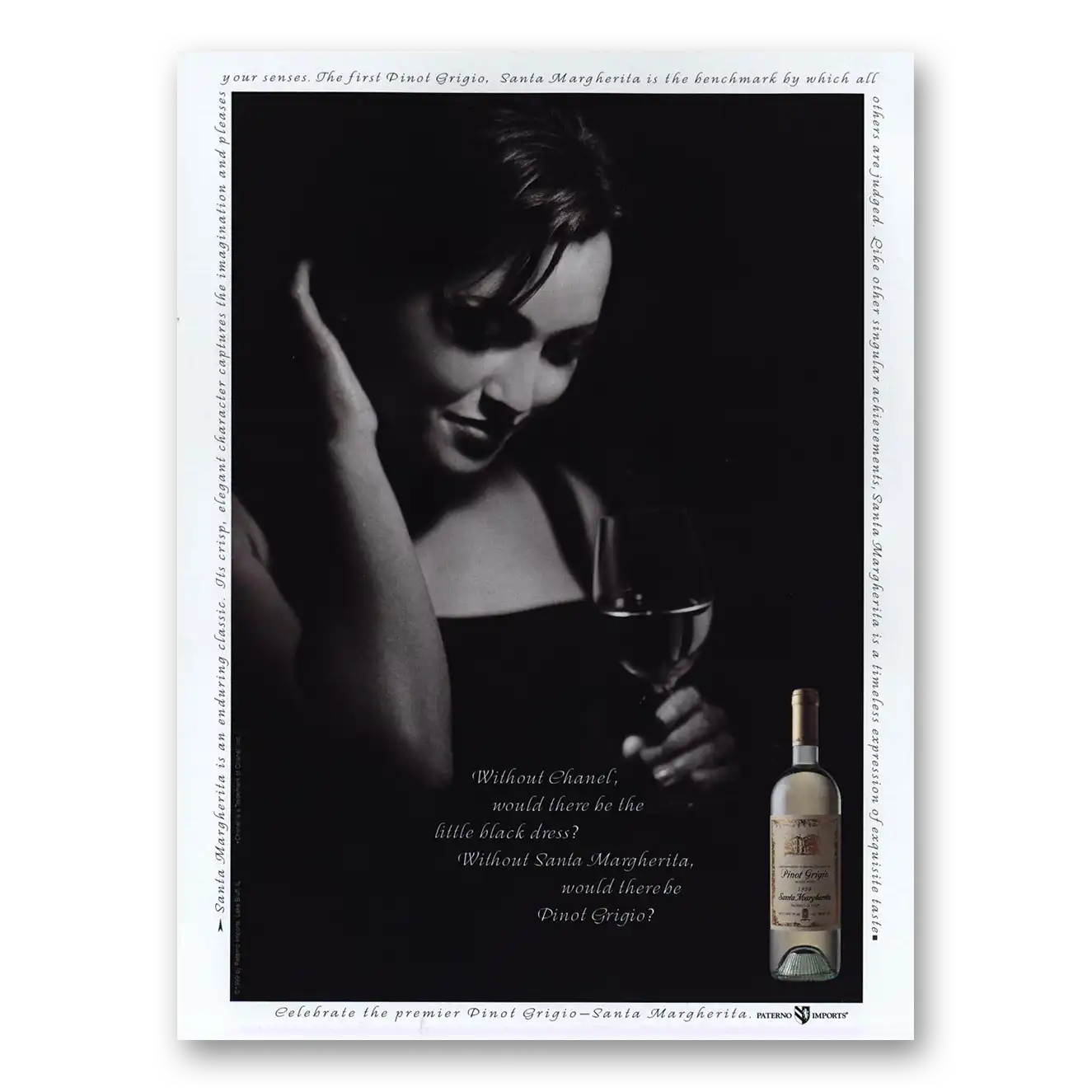 2000 Pinot Grigio Without Chanel Little Black Dress Vintage Magazine Print Ad