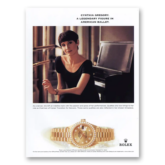 2000 Rolex Cynthia Gregory American Ballet Vintage Magazine Print Ad