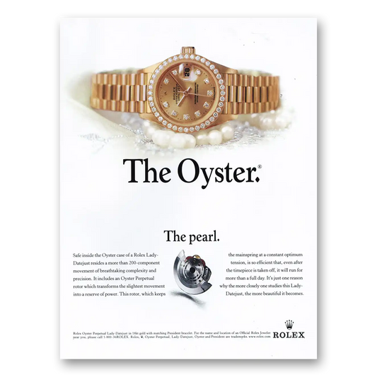 2000 Rolex Oyster The Pearl Vintage Magazine Print Ad