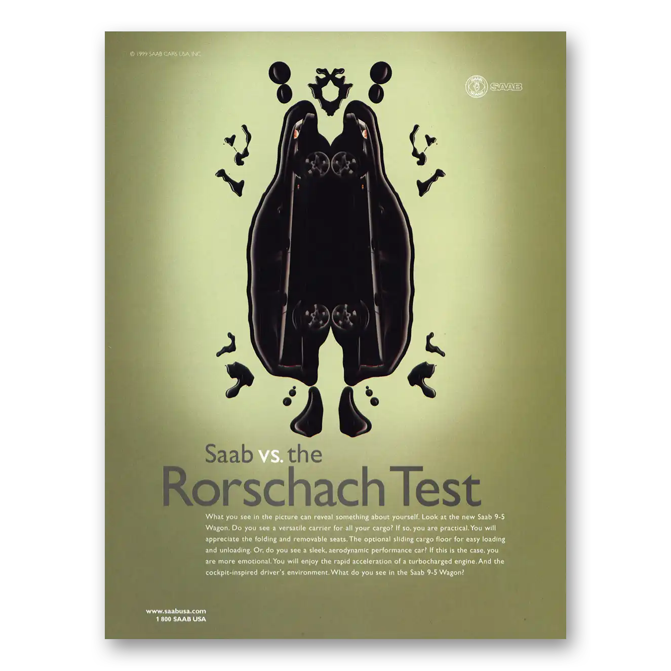 1999 Saab Rorschach Test Vintage Magazine Print Ad